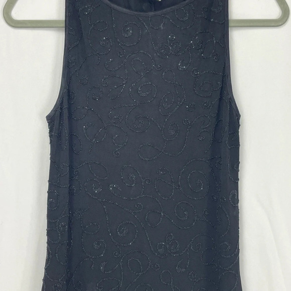 ALEXIA ADMOR Black Stretch Knit HIGH NECK Sleeveless BEADED Maxi Bodycon Dress M - Picture 7 of 11